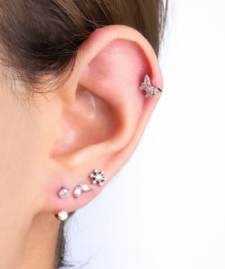 Titanium Gem Horseshoe Ring