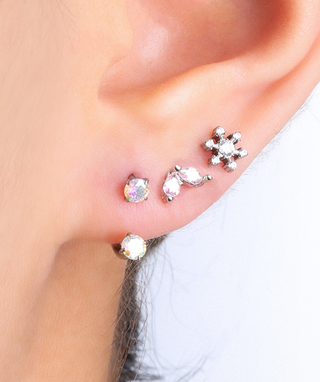 Titanium Gem Horseshoe Ring