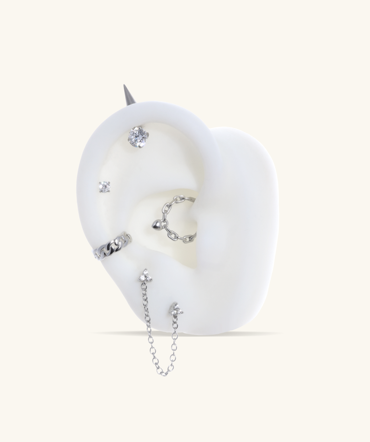 Chain Link Heart Hoop - Stainless Steel - Daith - Oumo Jewelry