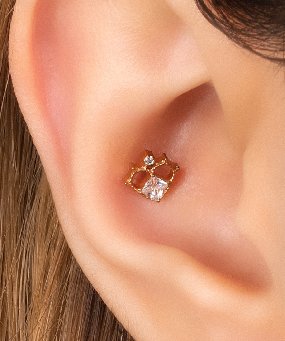 Titanium Love in Thorns Stud - Titanium - Helix, Upper Lobe, Conch - Oumo Jewelry