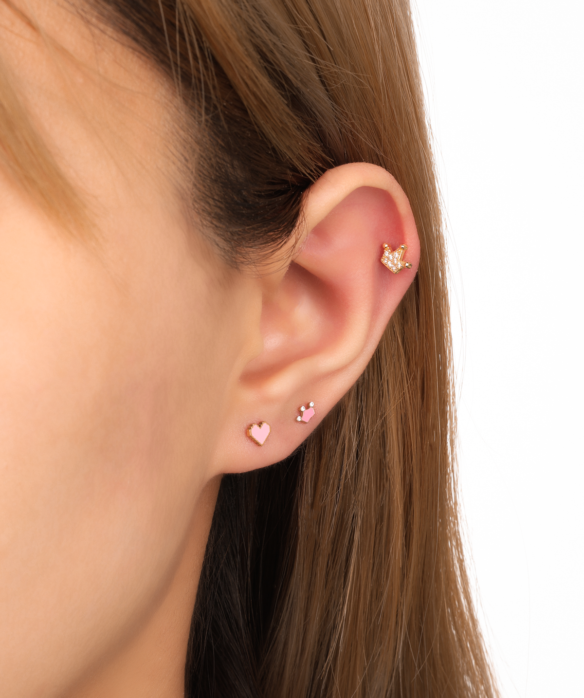 Titanium Pink Heart Stud - Titanium - Helix, Upper Lobe, Conch - Oumo Jewelry