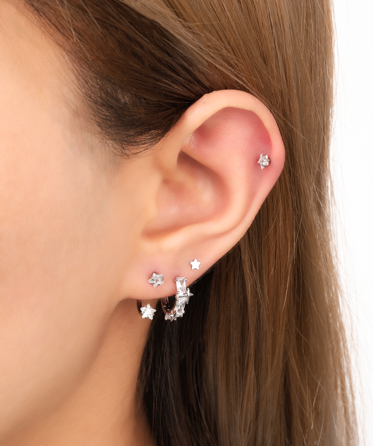 Roselle Gem Hoop - Brass - Lobe - Oumo Jewelry