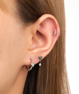 Titanium Heart Drop Gem Stud - OumoJewelry