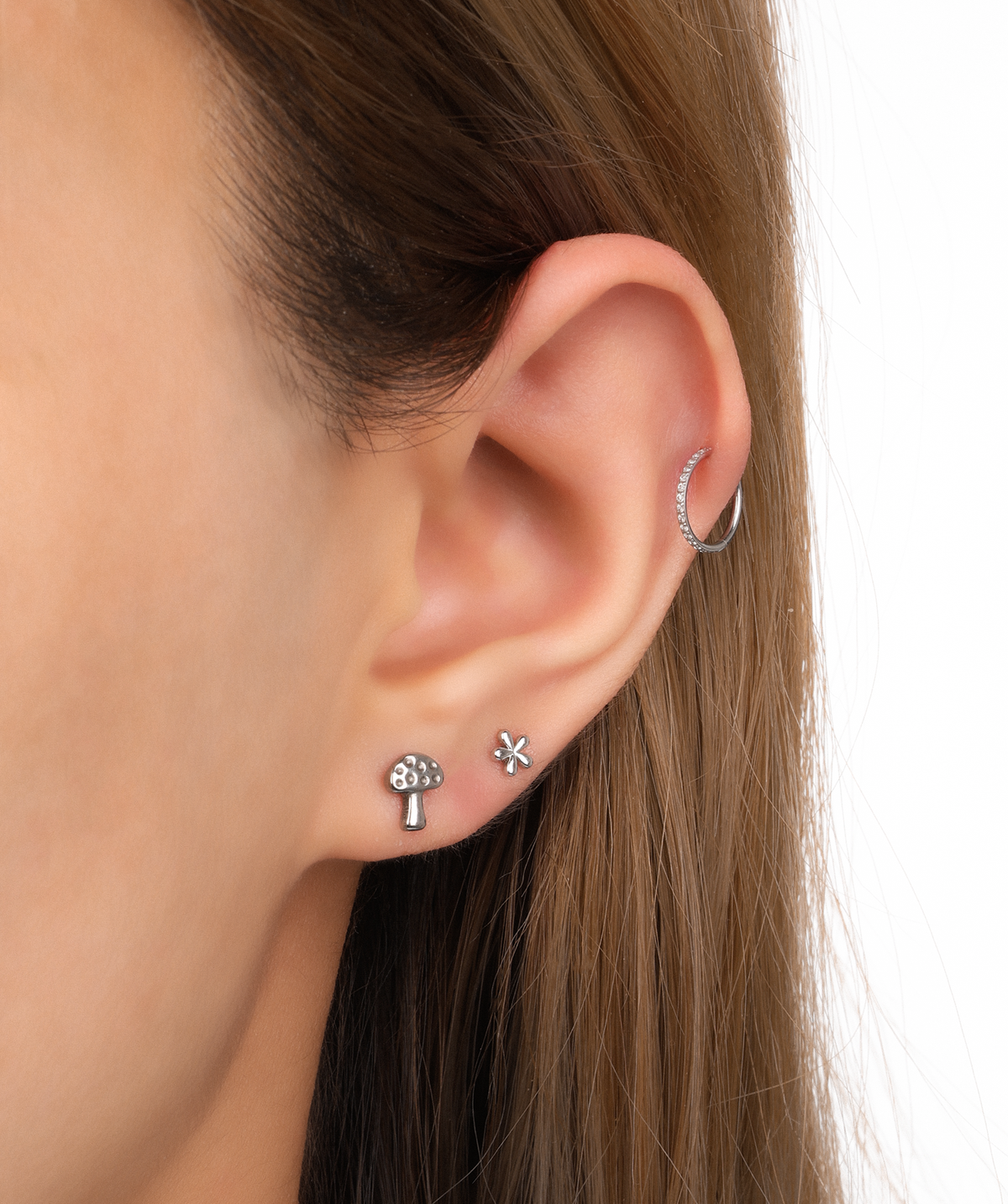 Titanium Mushroom Stud - Titanium - Helix, Upper Lobe, Conch - Oumo Jewelry