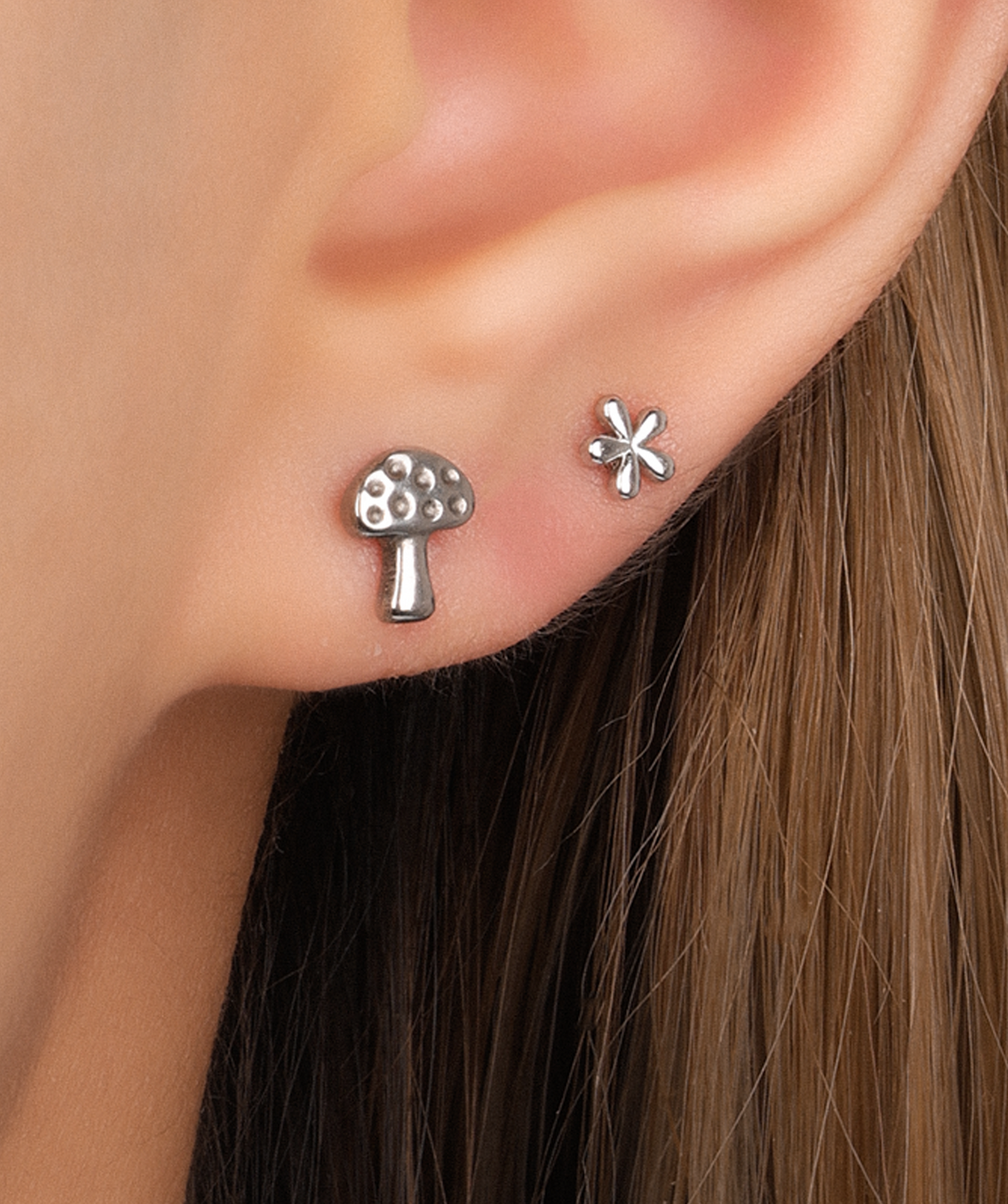 Titanium Mushroom Stud - Titanium - Helix, Upper Lobe, Conch - Oumo Jewelry