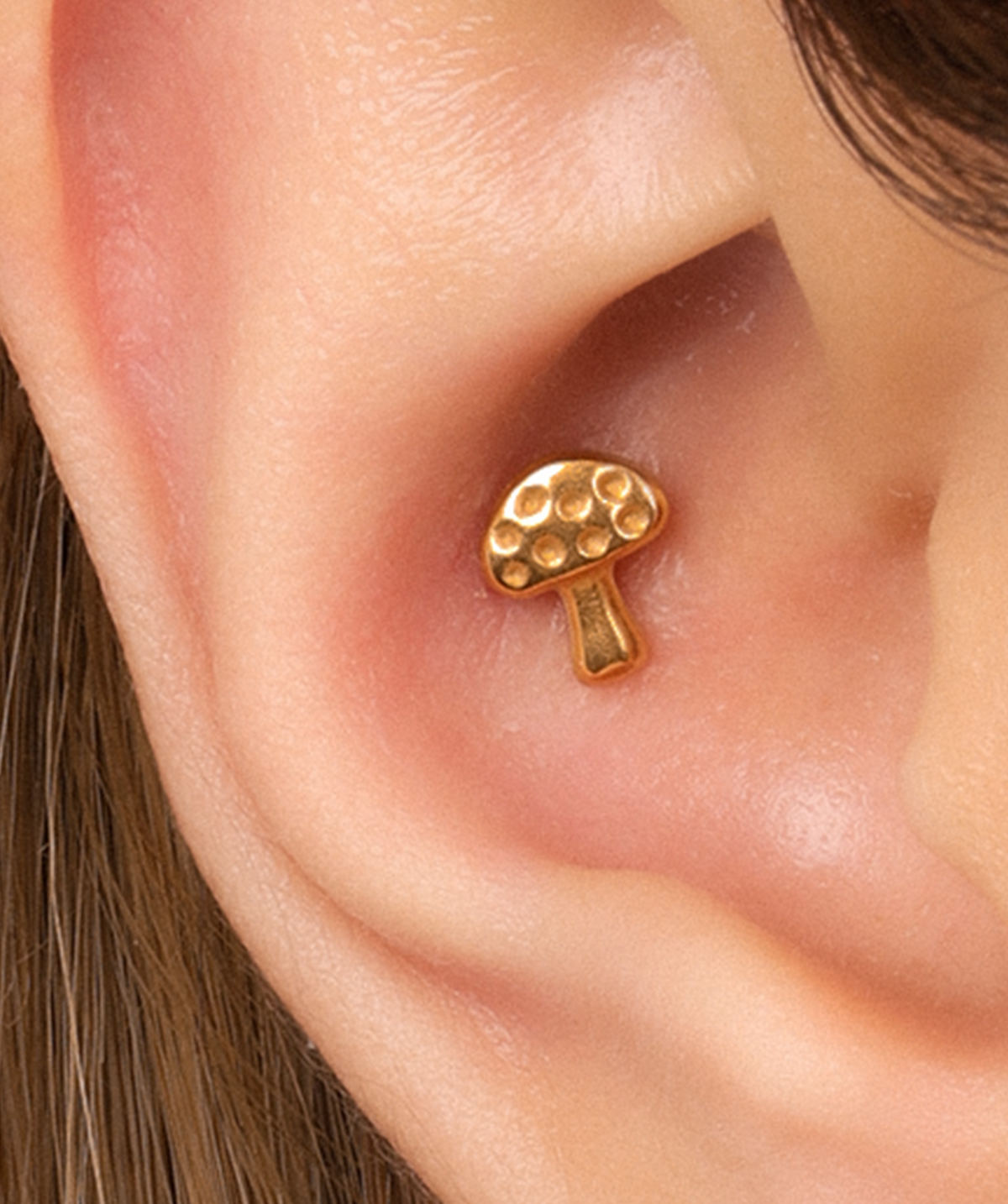 Titanium Mushroom Stud - Titanium - Helix, Upper Lobe, Conch - Oumo Jewelry