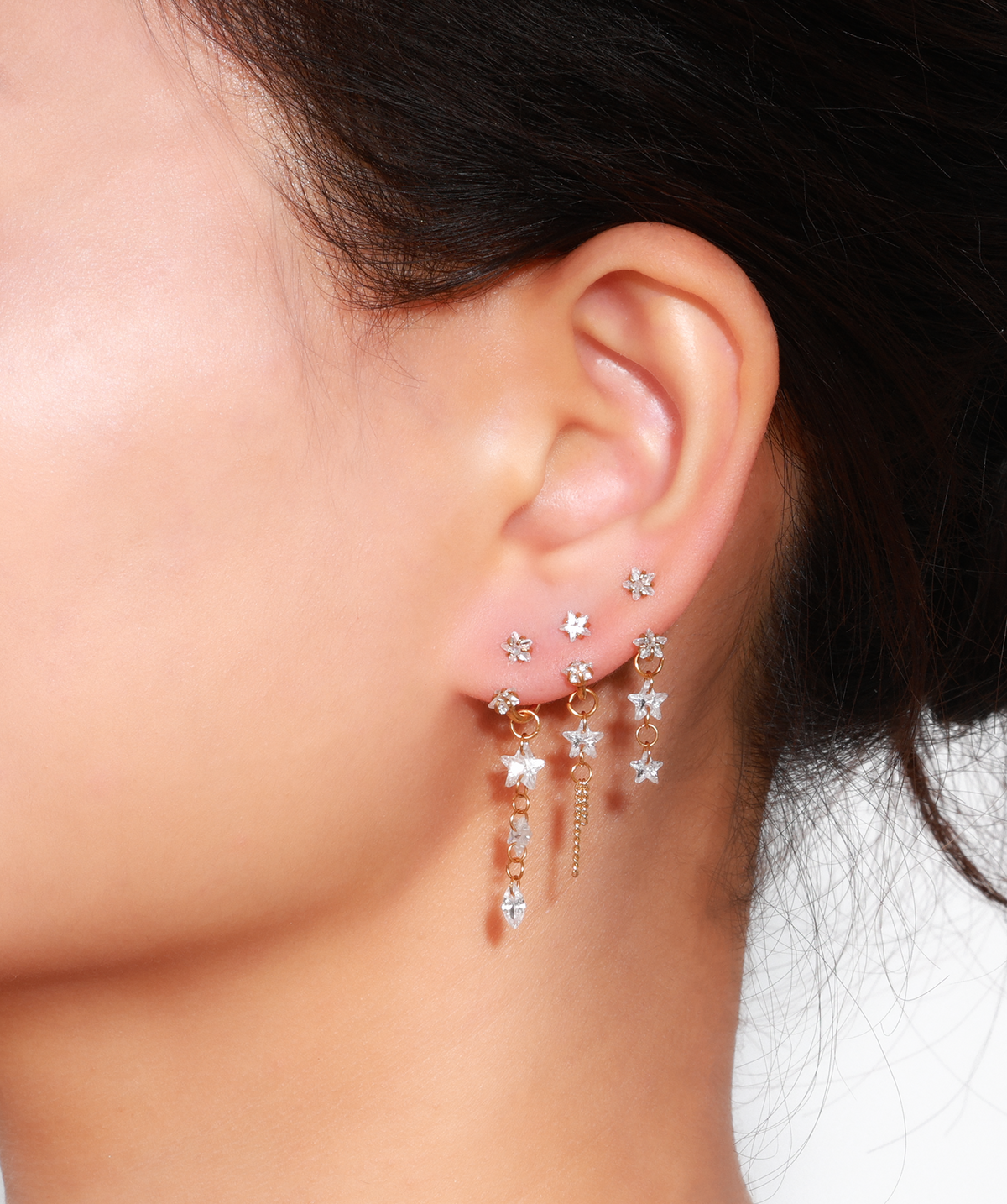 Starfall Chain Charm Horseshoe Ring - Lobe, Upper Lobe - Oumo Jewelry
