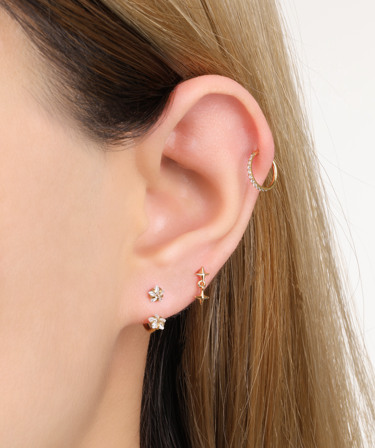 Cleo Stud - Stainless Steel - Upper Lobe, Helix, Flat - Oumo Jewelry