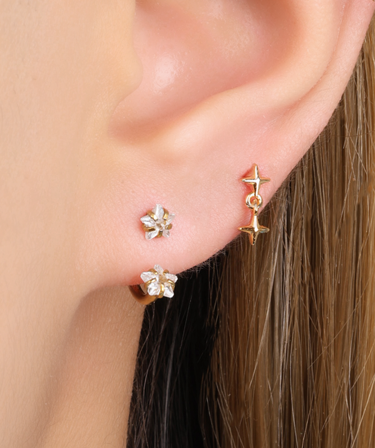 Cleo Stud - Stainless Steel - Upper Lobe, Helix, Flat - Oumo Jewelry