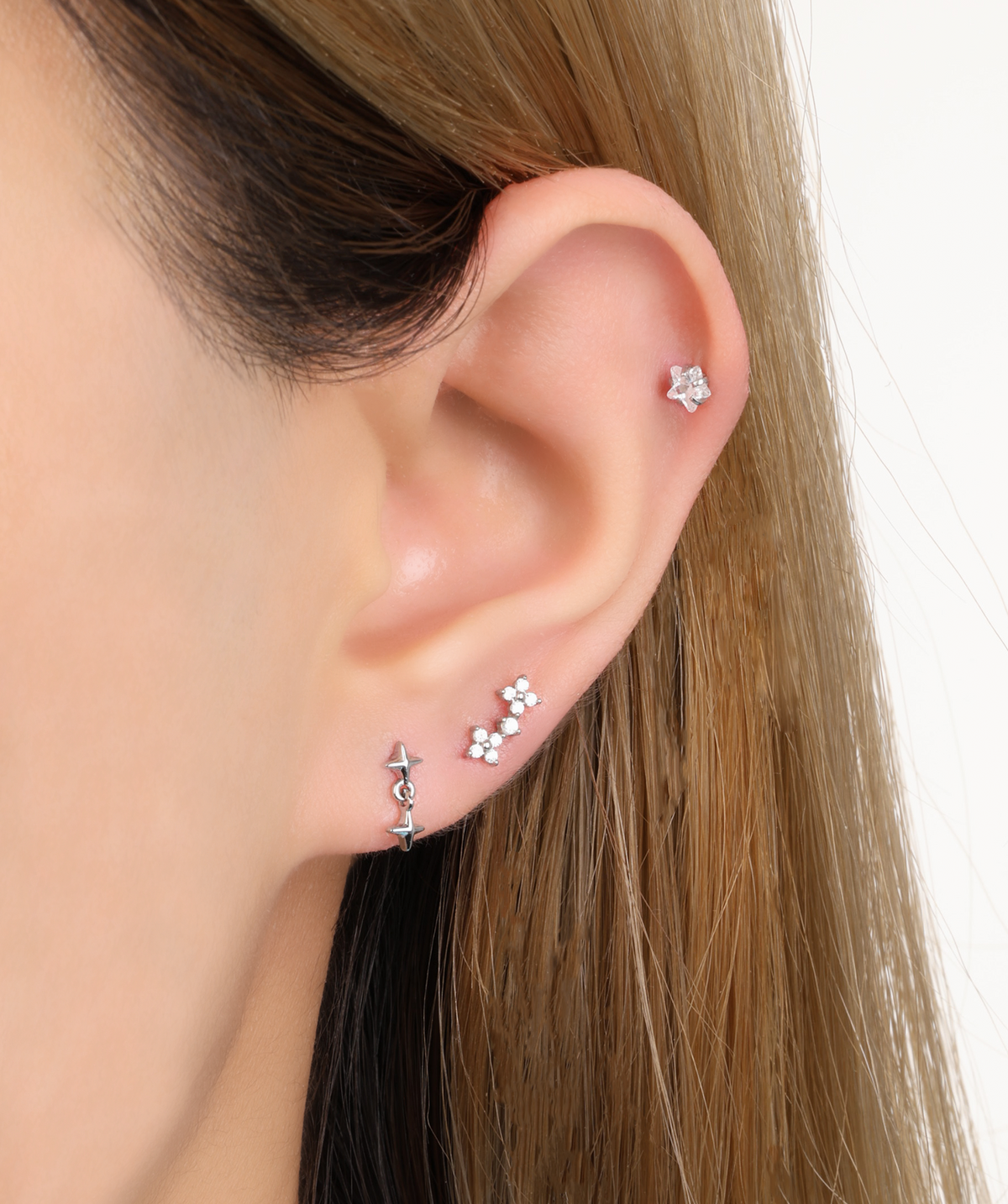Cleo Stud - Stainless Steel - Upper Lobe, Helix, Flat - Oumo Jewelry
