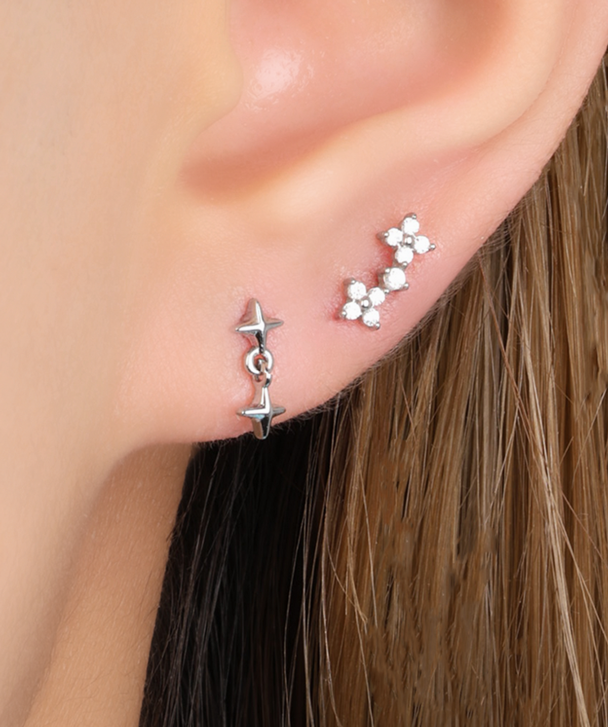 Cleo Stud - Stainless Steel - Upper Lobe, Helix, Flat - Oumo Jewelry