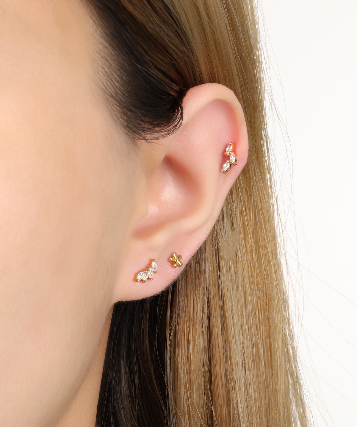 Ayla Stud - Stainless Steel - Upper Lobe, Helix, Flat - Oumo Jewelry