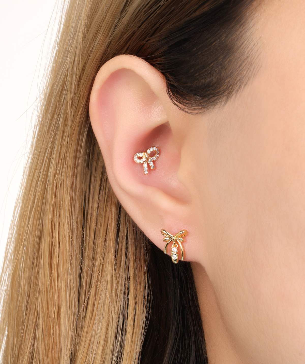 Romy Bow Stud - Stainless Steel - Upper Lobe, Helix - Oumo Jewelry