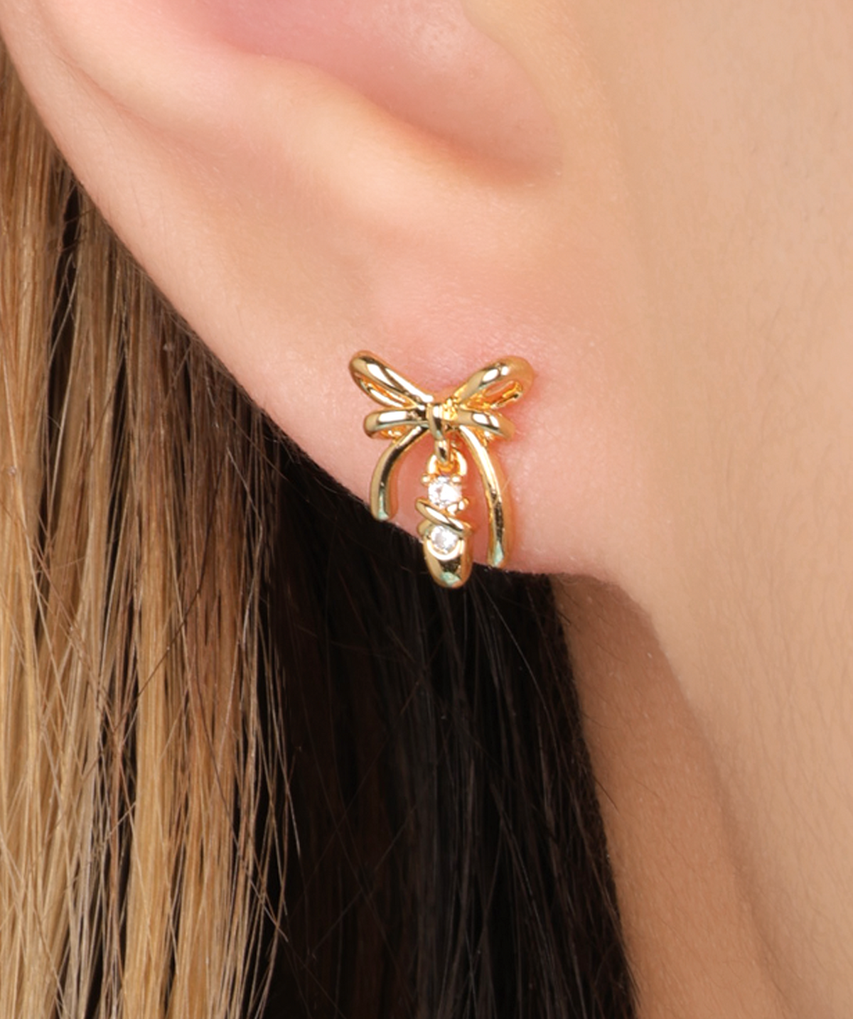 Romy Bow Stud - Stainless Steel - Upper Lobe, Helix - Oumo Jewelry