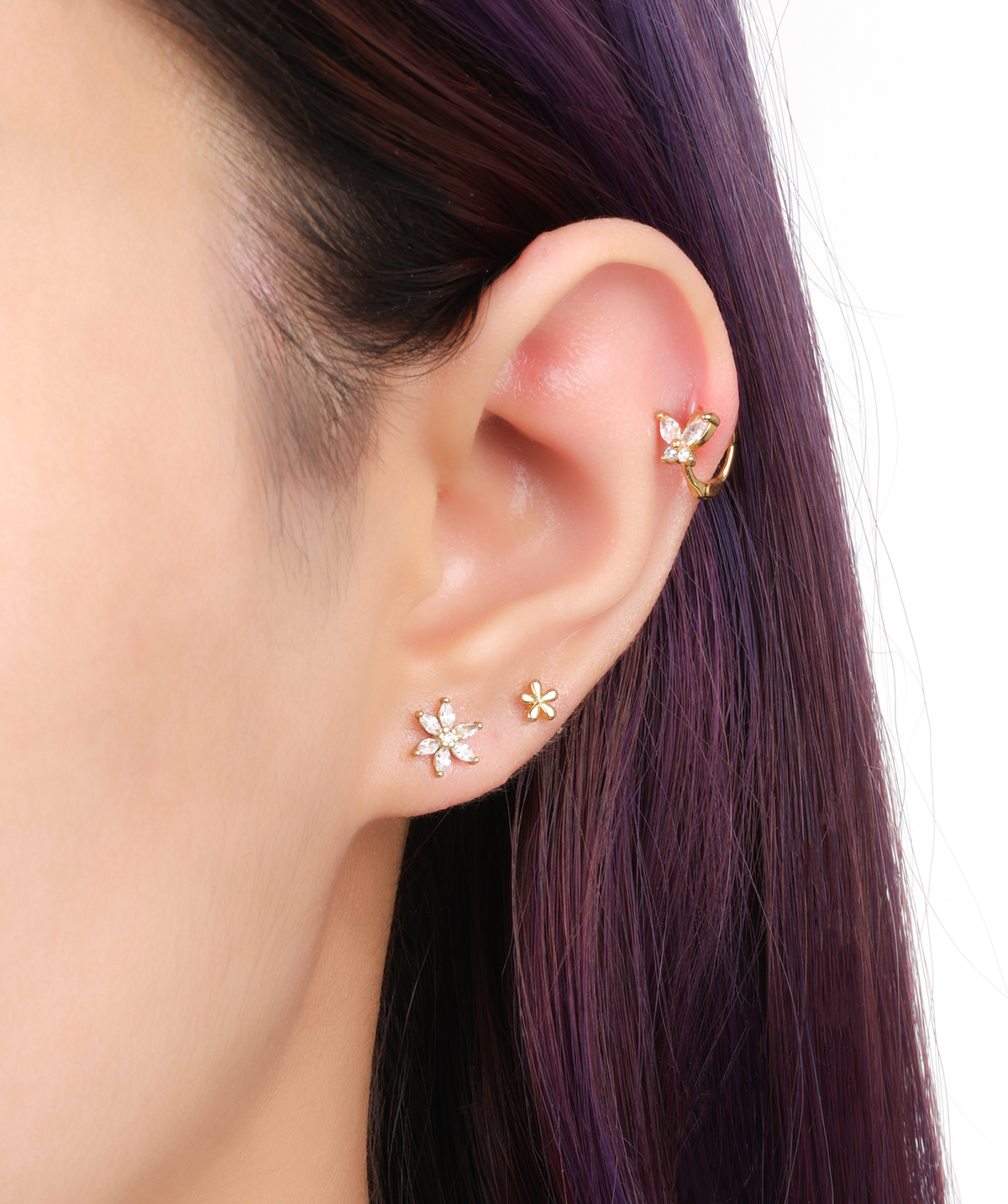 Rory Flower Stud - Stainless Steel - Helix, Upper Lobe, Conch - Oumo Jewelry