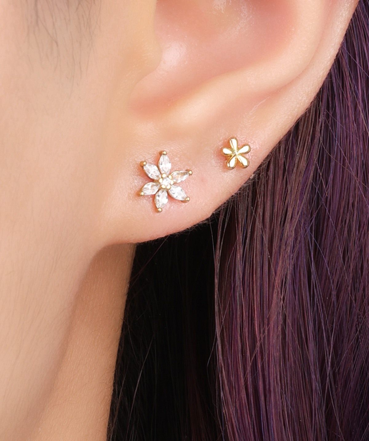 Rory Flower Stud - Stainless Steel - Helix, Upper Lobe, Conch - Oumo Jewelry