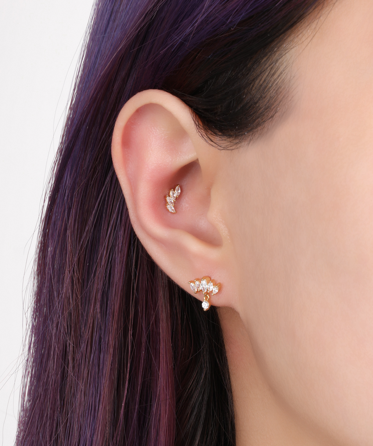 Amira Stud - Stainless Steel - Upper Lobe, Helix, Flat - Oumo Jewelry