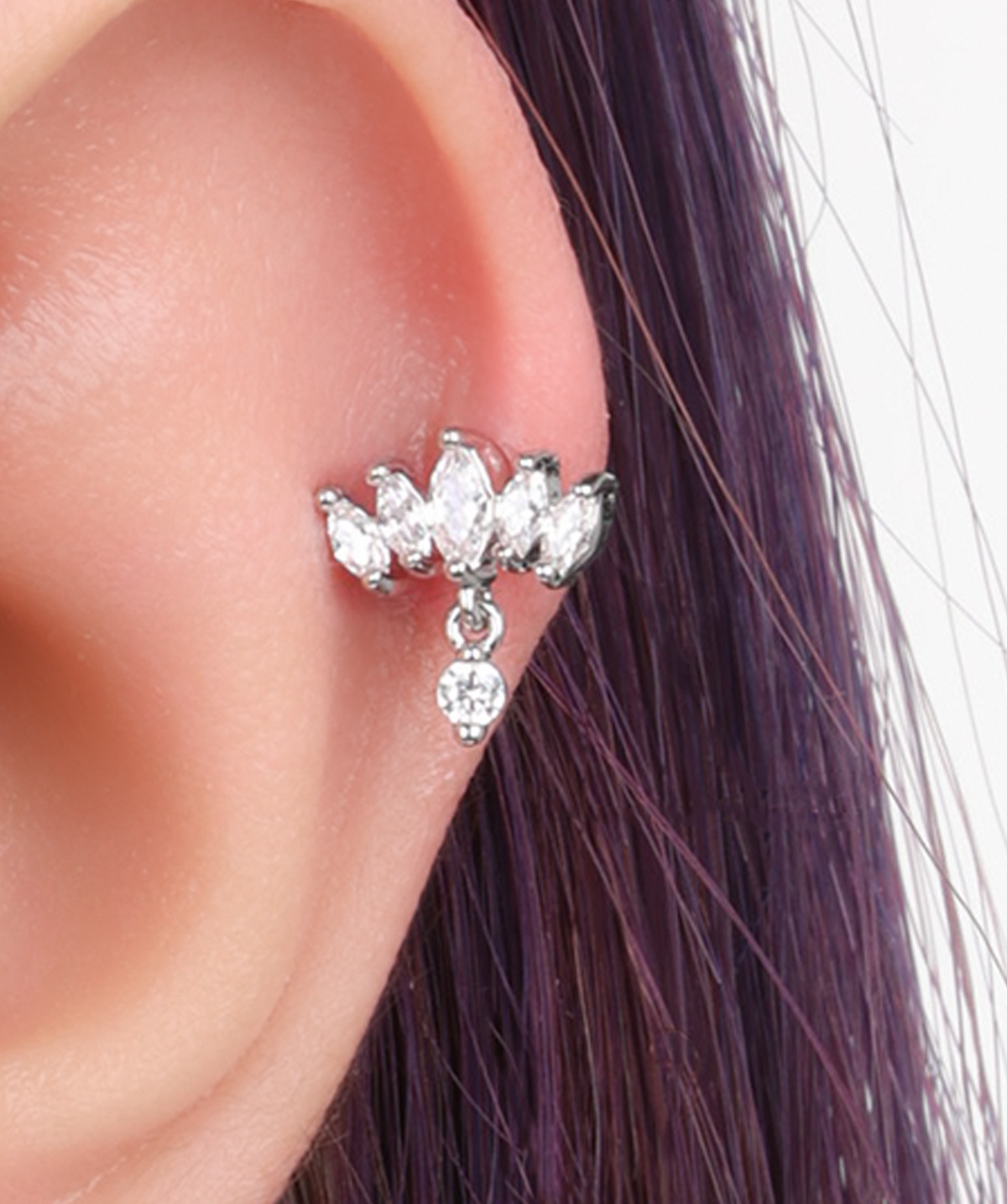 Amira Stud - Stainless Steel - Upper Lobe, Helix, Flat - Oumo Jewelry