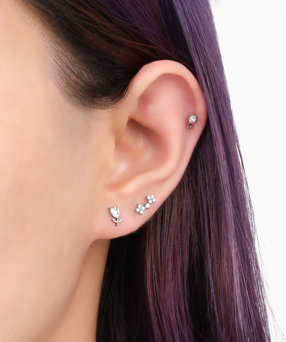 Titanium Velda Stud - Titanium - Helix, Upper Lobe, Conch - Oumo Jewelry