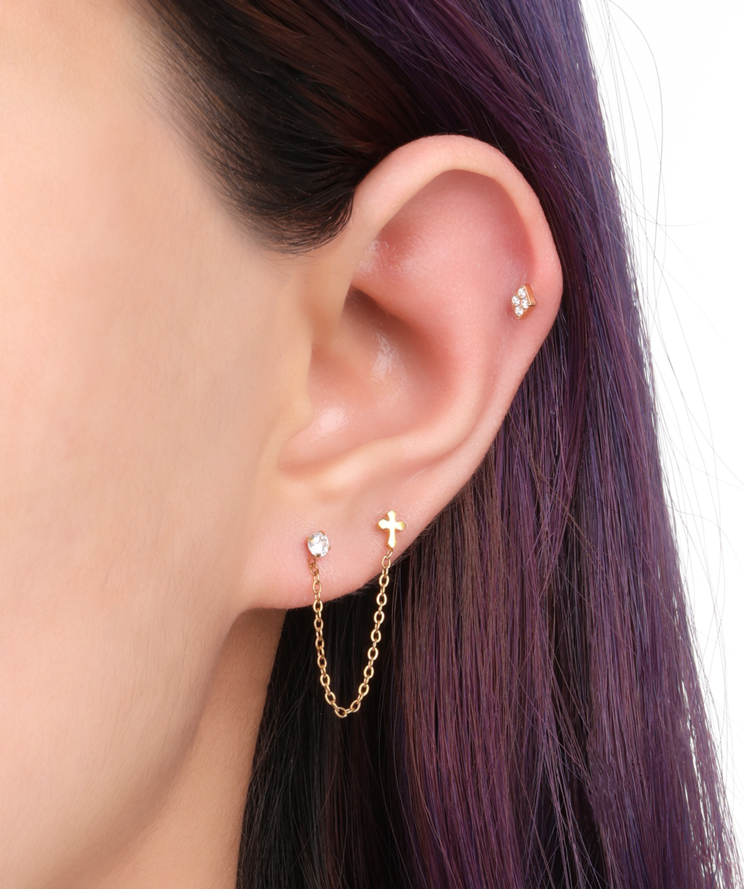 Cross Chain Stud - OumoJewelry