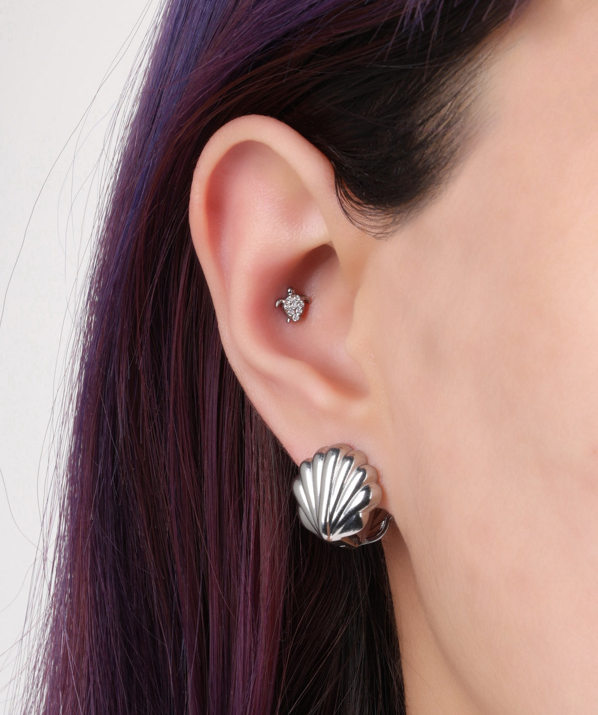 Sea Turtle Stud - Stainless Steel - Helix, Upper Lobe, Conch - Oumo Jewelry