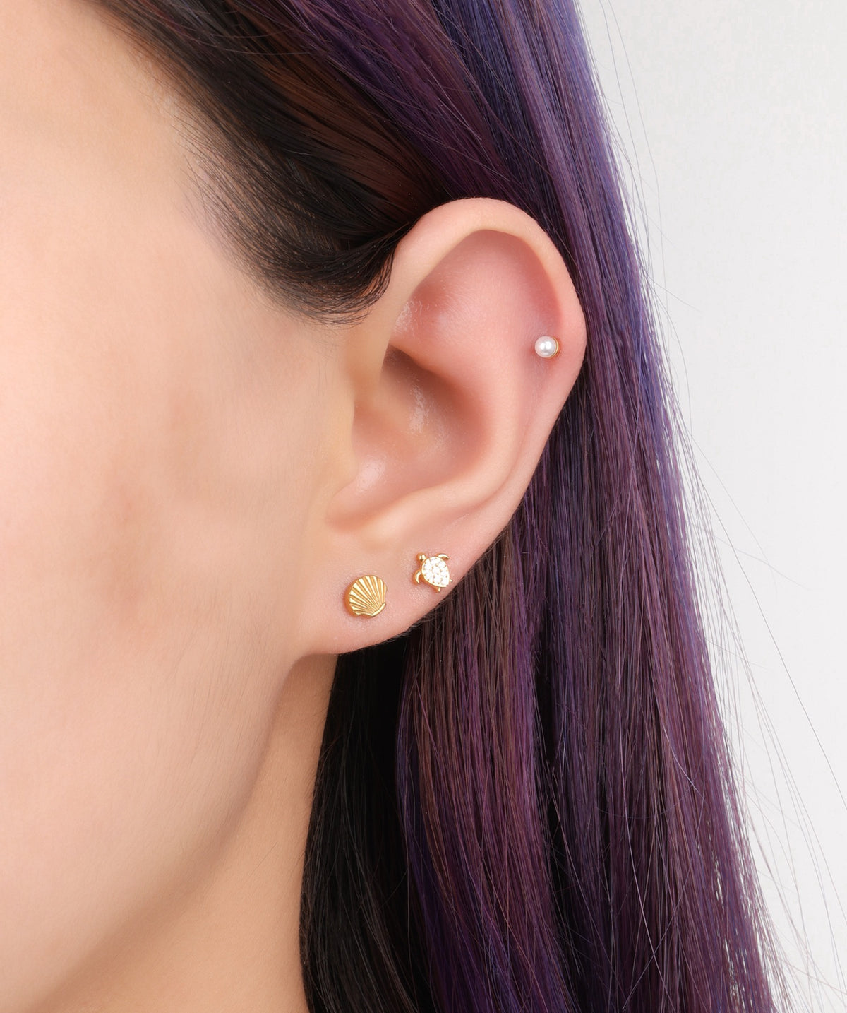 Sea Turtle Stud - Stainless Steel - Helix, Upper Lobe, Conch - Oumo Jewelry