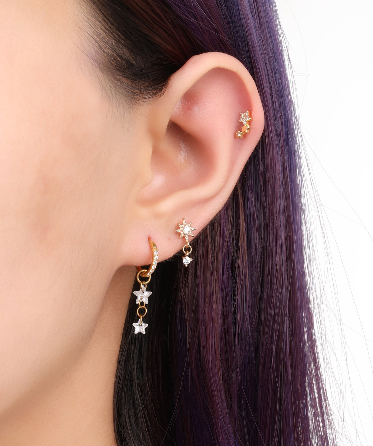 Belen Stud - Stainless Steel - Upper Lobe, Helix, Flat - Oumo Jewelry