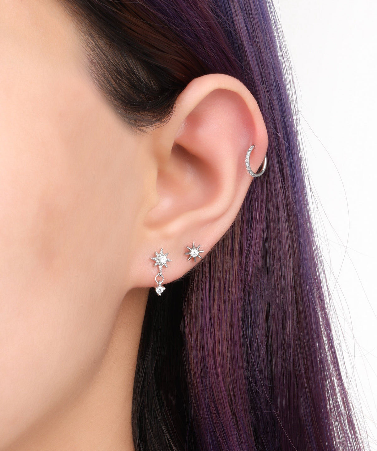 Belen Stud - Stainless Steel - Upper Lobe, Helix, Flat - Oumo Jewelry