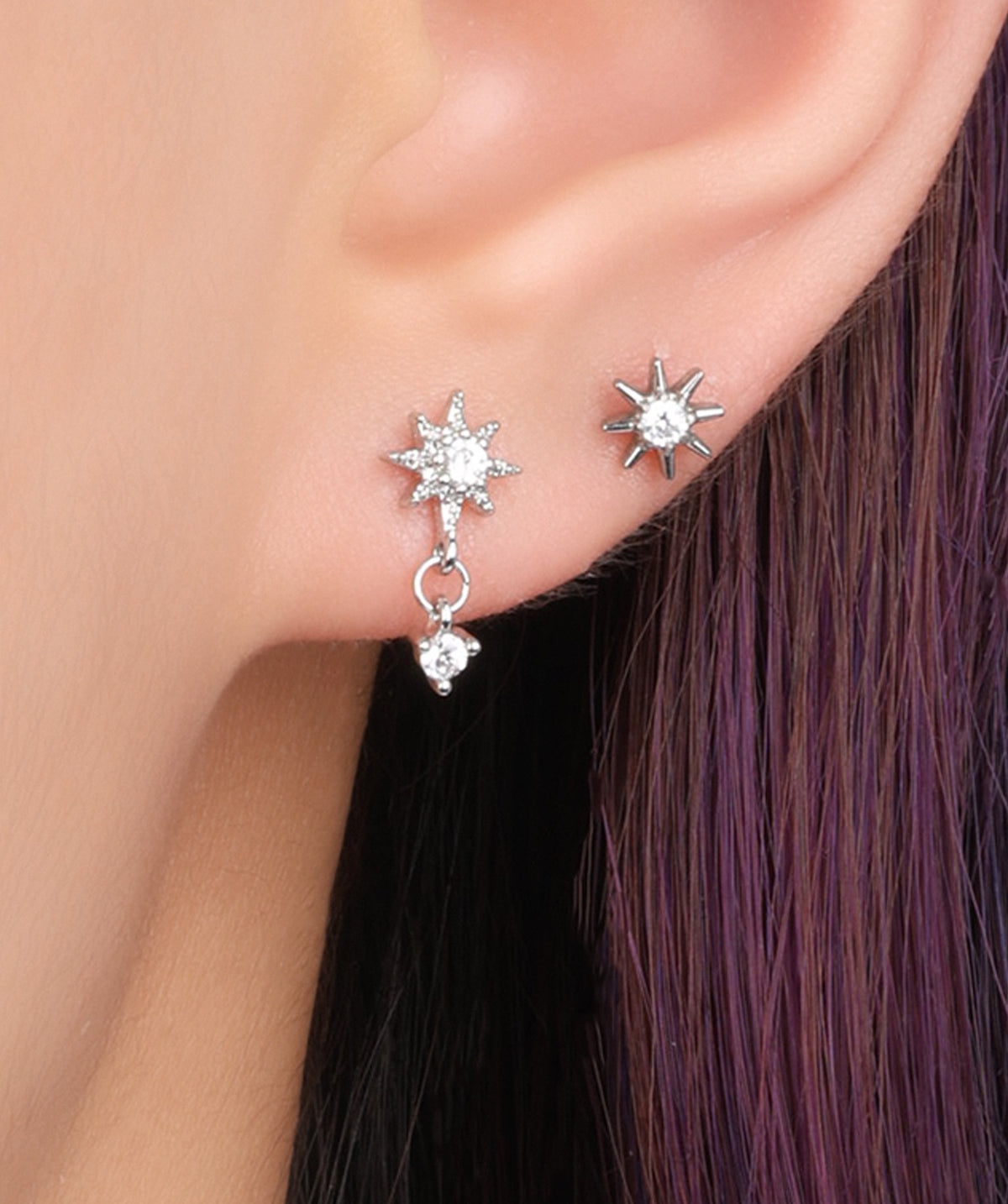 Belen Stud - Stainless Steel - Upper Lobe, Helix, Flat - Oumo Jewelry