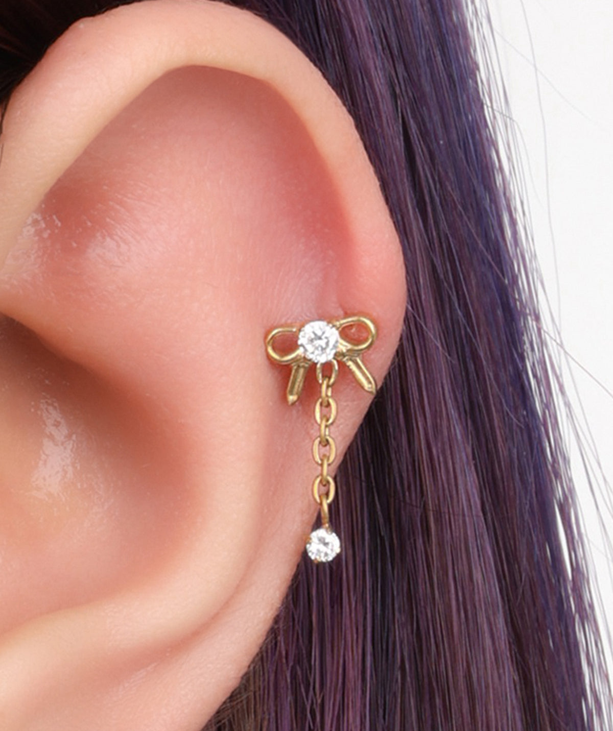 Titanium Bow Stud - Titanium - Helix, Upper Lobe, Lobe - Oumo Jewelry