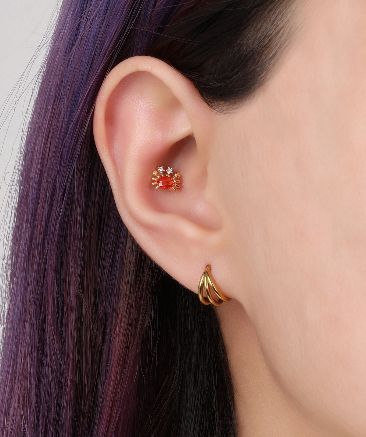 Crab Stud - Stainless Steel - Upper Lobe, Helix - Oumo Jewelry