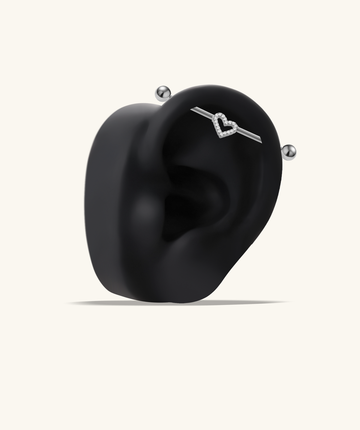 Titanium Heart Industrial Barbell - Titanium - Industrial - Oumo Jewelry