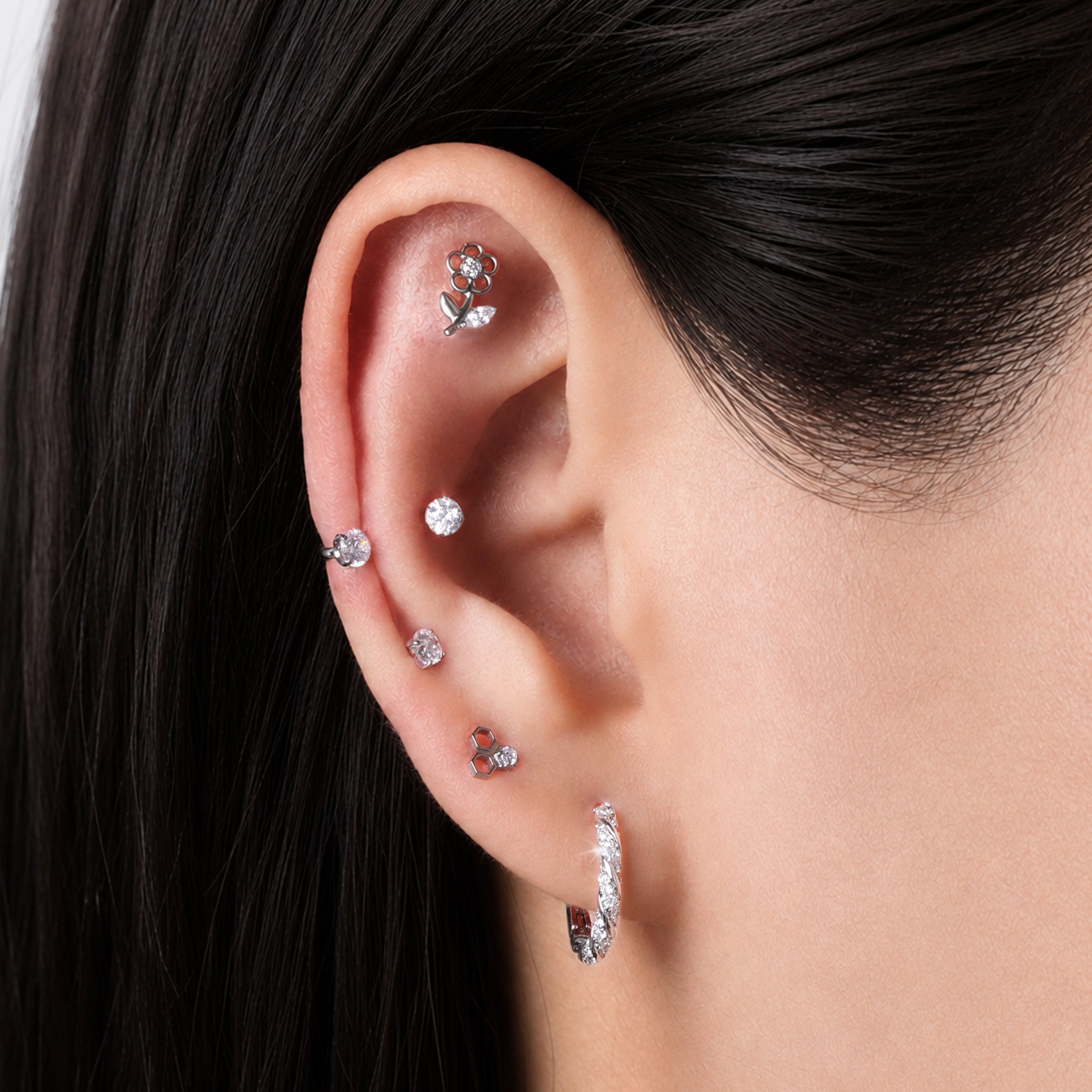 Titanium Ayla Flower Stud