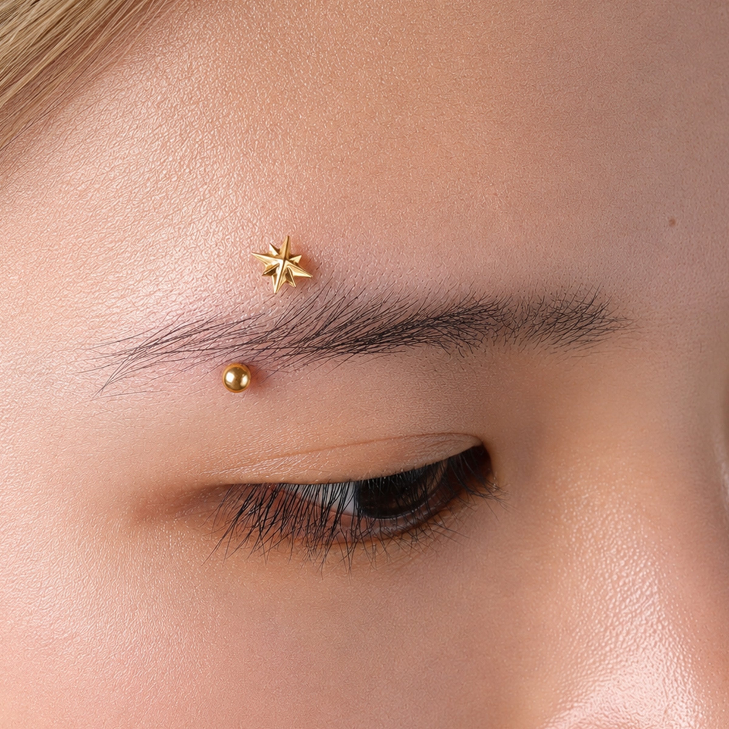Titanium Starburst Star Curved Barbell