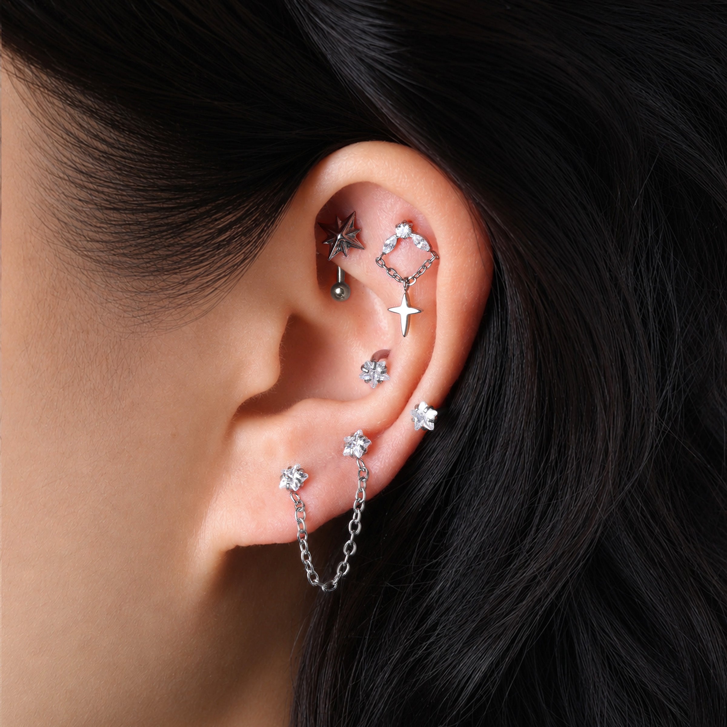 Titanium Starburst Star Curved Barbell