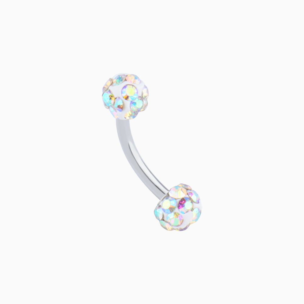 Charm Ball Curved Barbell - Stainless Steel - Rook, Eyebrow, Vertical Labret - Oumo Jewelry