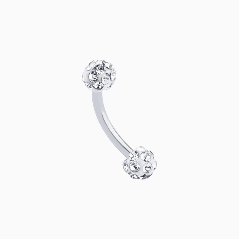 Charm Ball Curved Barbell - Stainless Steel - Rook, Eyebrow, Vertical Labret - Oumo Jewelry
