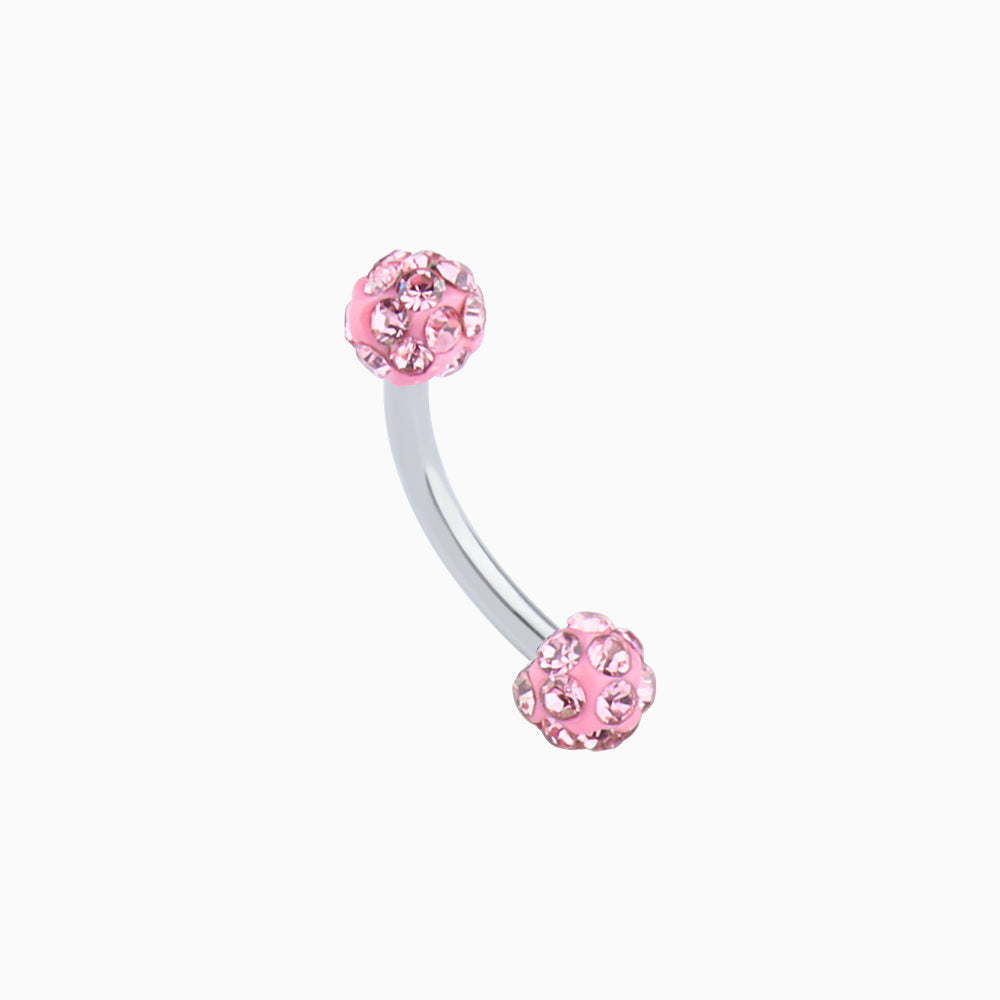 Charm Ball Curved Barbell - Stainless Steel - Rook, Eyebrow, Vertical Labret - Oumo Jewelry