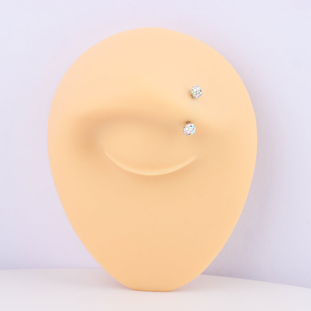 Charm Ball Curved Barbell - Stainless Steel - Rook, Eyebrow, Vertical Labret - Oumo Jewelry