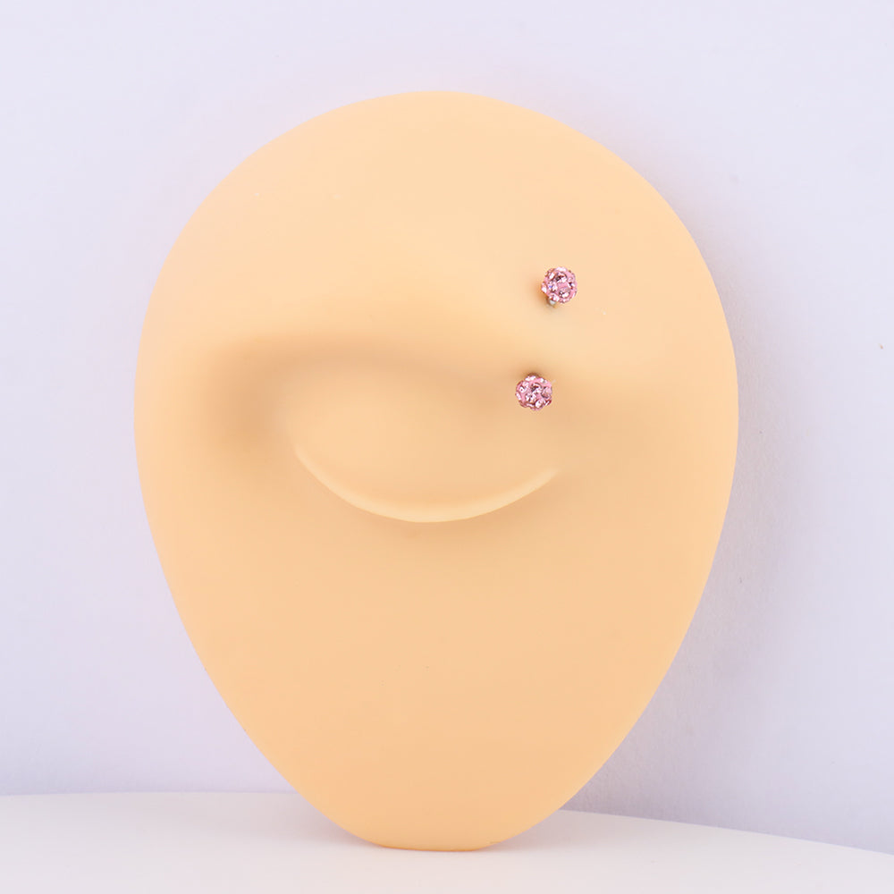 Charm Ball Curved Barbell - Stainless Steel - Rook, Eyebrow, Vertical Labret - Oumo Jewelry