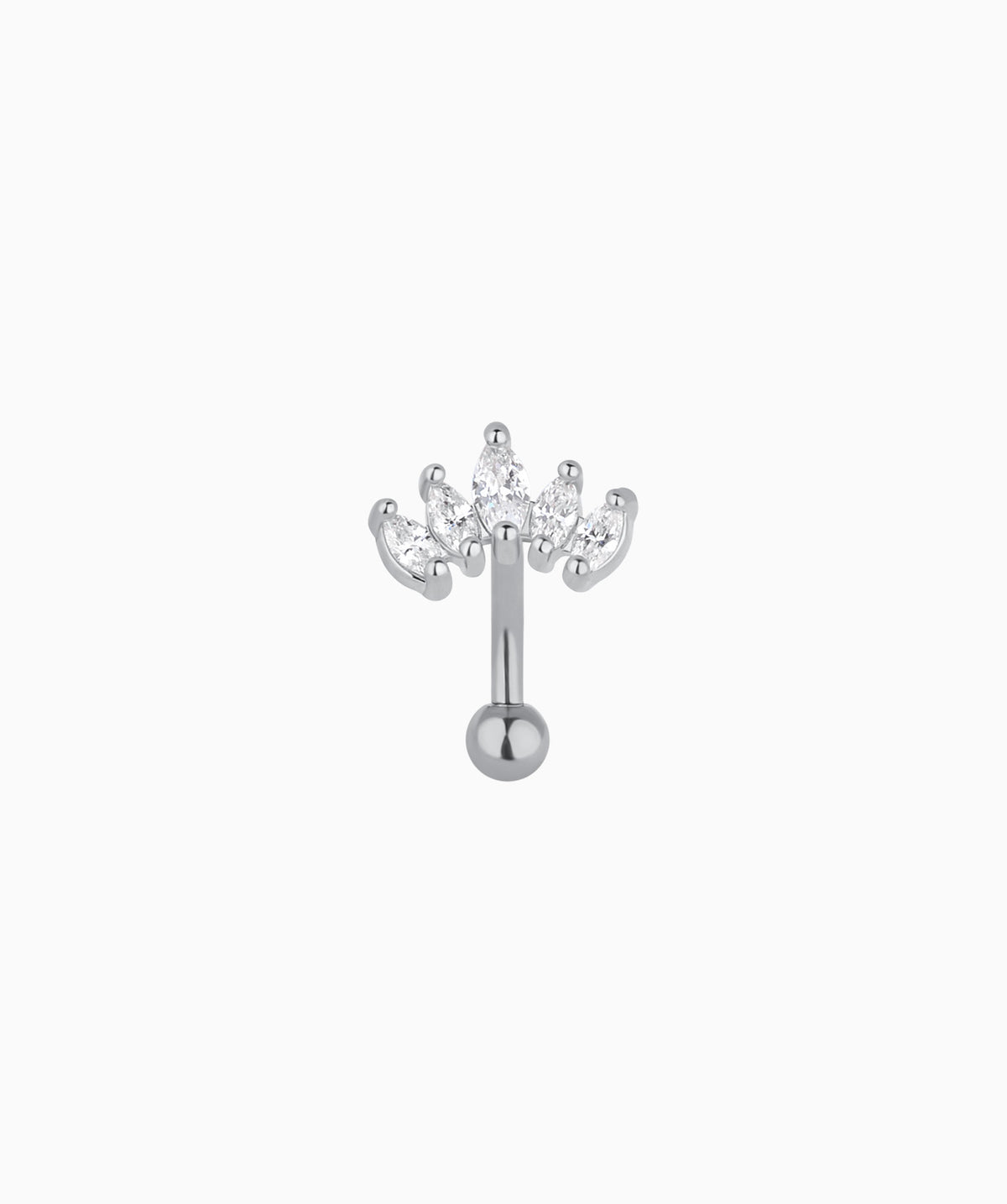 Marquise Crown Curve Barbell - Stainless Steel - Rook, Eyebrow, Vertical Labret - Oumo Jewelry
