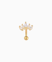 Marquise Crown Curve Barbell - Stainless Steel - Rook, Eyebrow, Vertical Labret - Oumo Jewelry