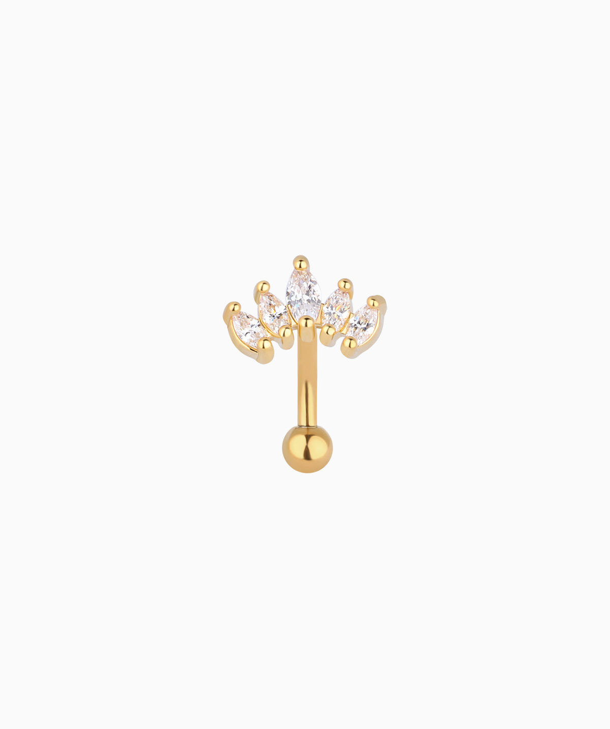 Marquise Crown Curve Barbell - Stainless Steel - Rook, Eyebrow, Vertical Labret - Oumo Jewelry