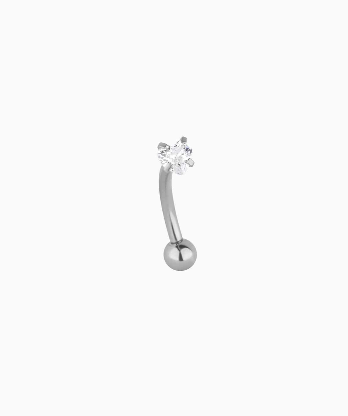 Mini Heart Curve Barbell - Stainless Steel - Rook, Eyebrow, Vertical Labret - Oumo Jewelry