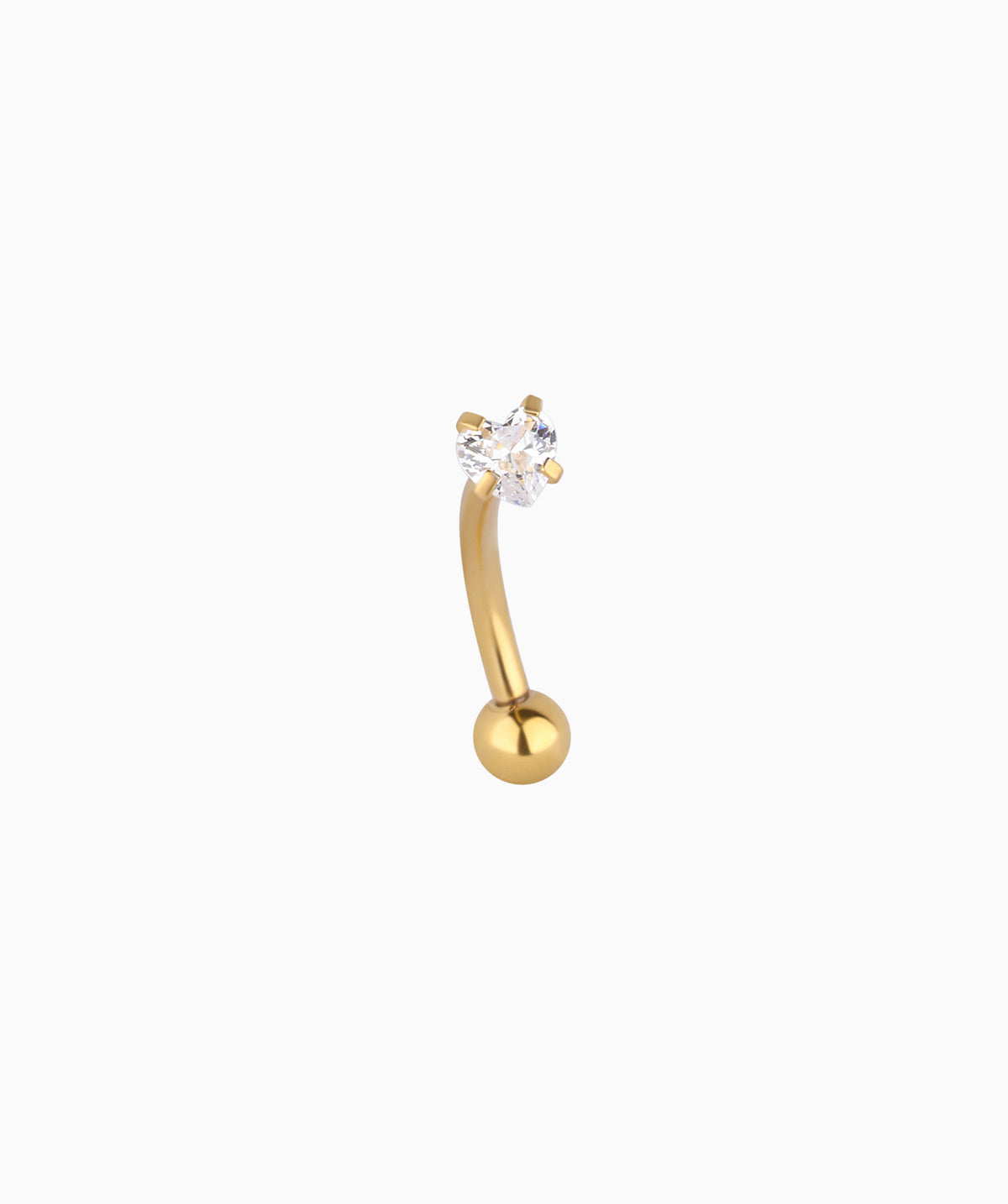 Mini Heart Curve Barbell - Stainless Steel - Rook, Eyebrow, Vertical Labret - Oumo Jewelry