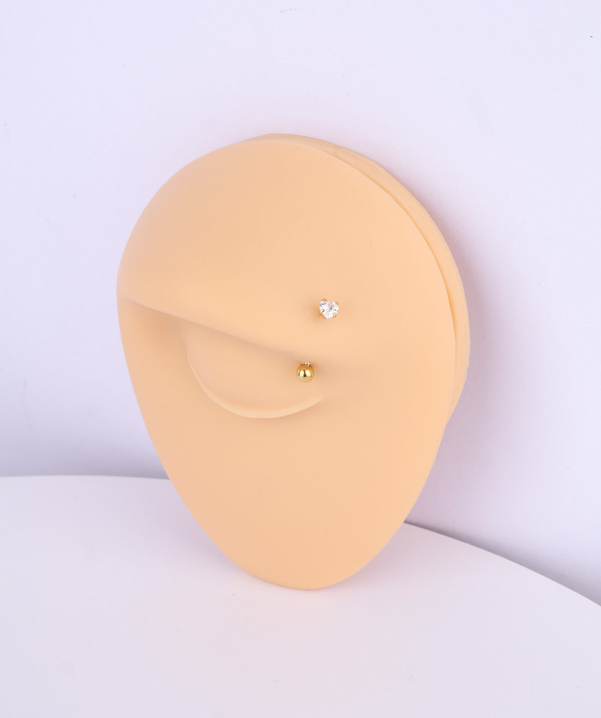 Mini Heart Curve Barbell - Stainless Steel - Rook, Eyebrow, Vertical Labret - Oumo Jewelry
