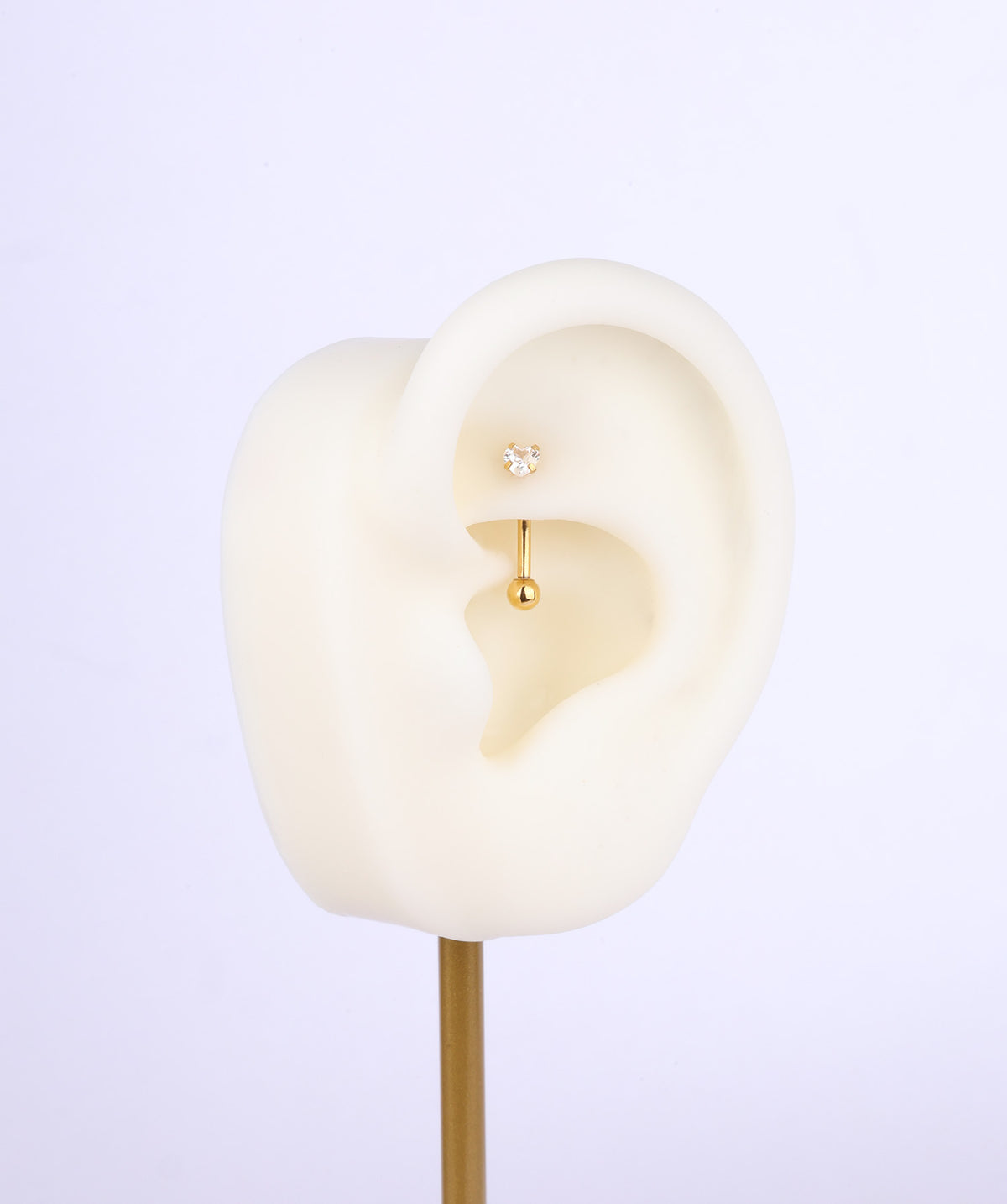 Mini Heart Curve Barbell - Stainless Steel - Rook, Eyebrow, Vertical Labret - Oumo Jewelry