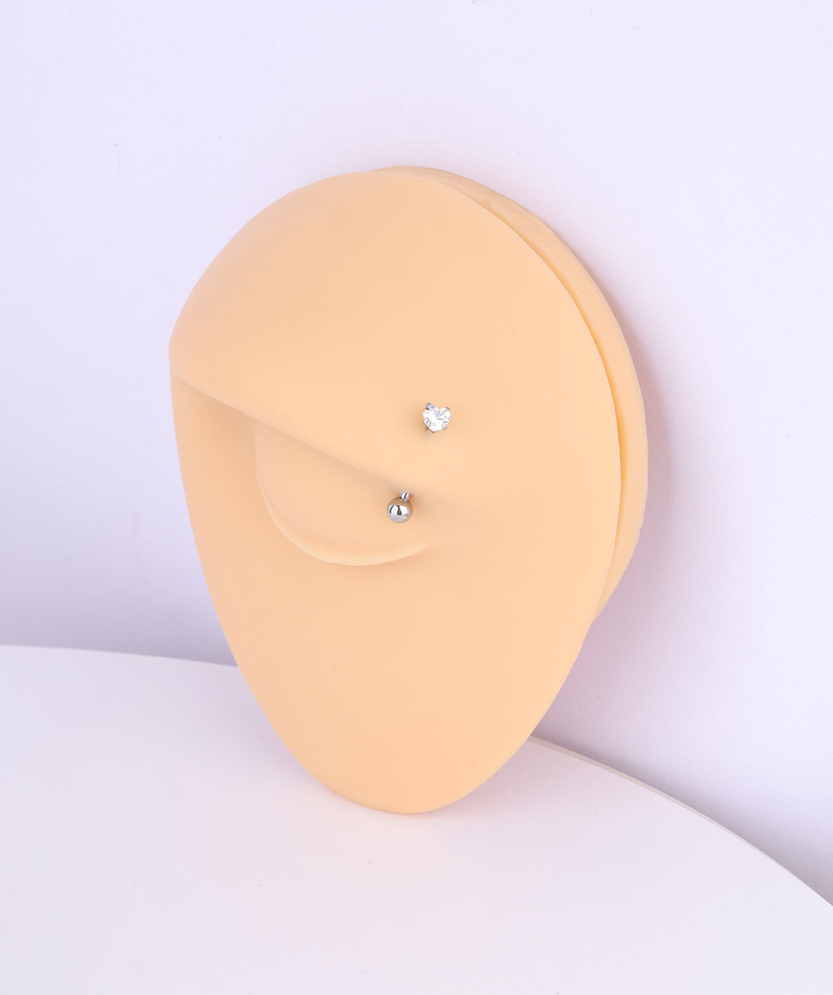 Mini Heart Curve Barbell - Stainless Steel - Rook, Eyebrow, Vertical Labret - Oumo Jewelry