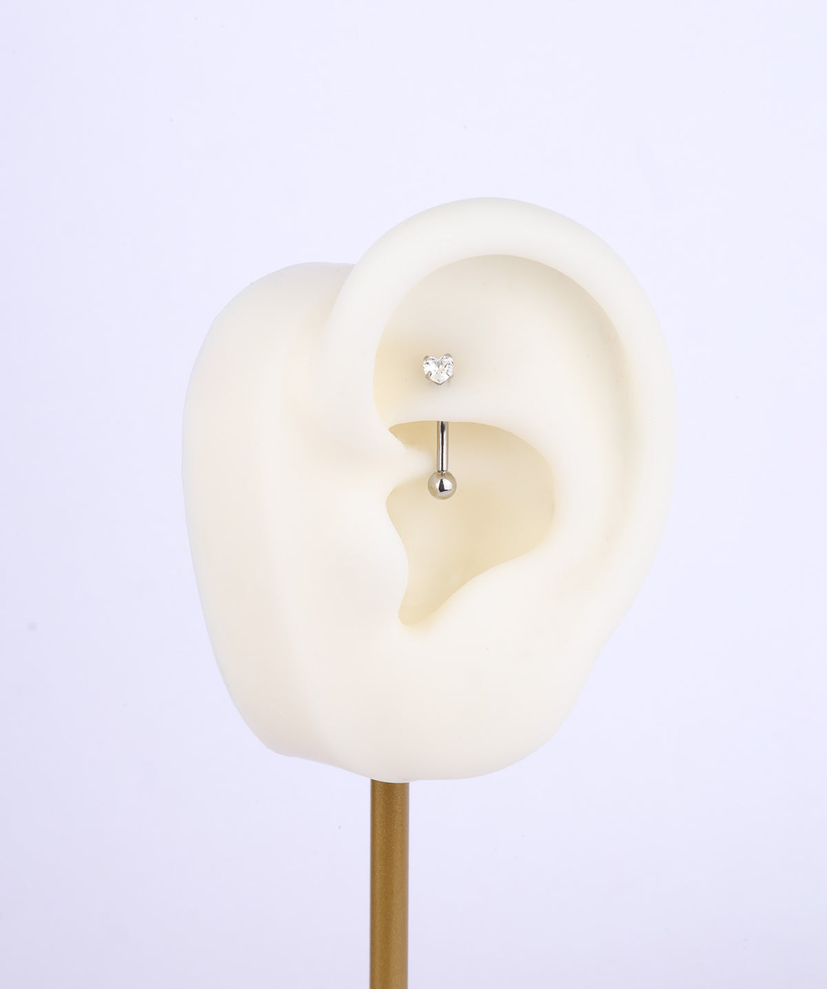 Mini Heart Curve Barbell - Stainless Steel - Rook, Eyebrow, Vertical Labret - Oumo Jewelry
