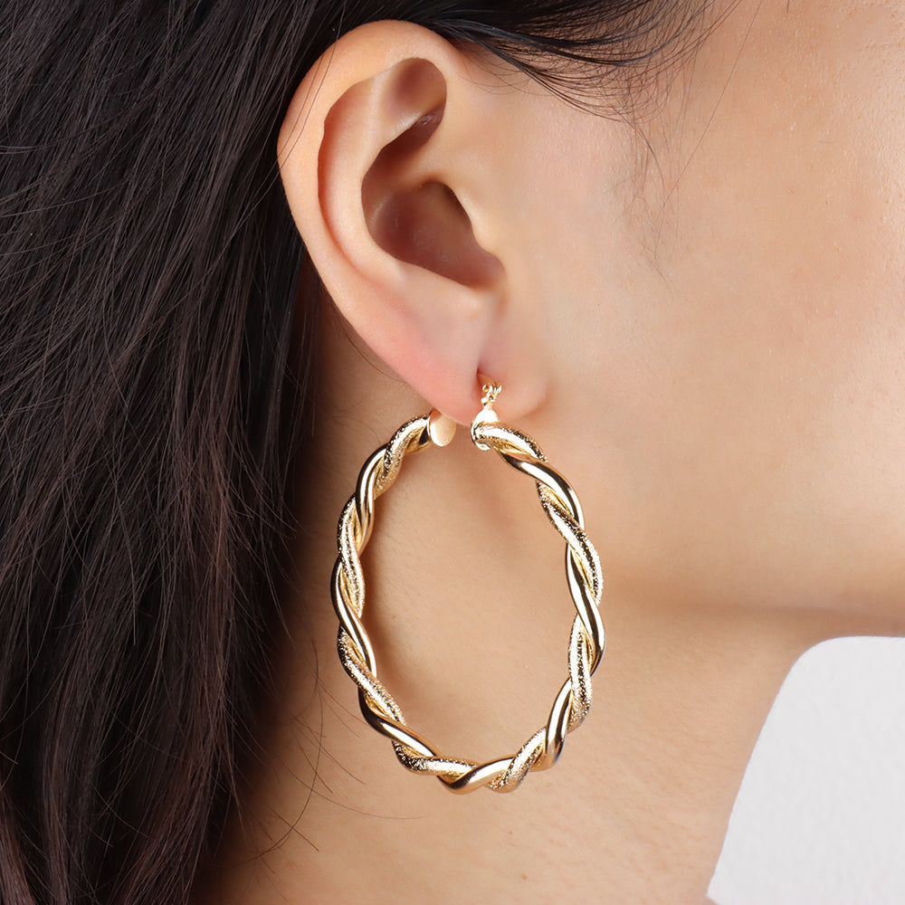 Frosted Twist Hoops - OhmoJewelry